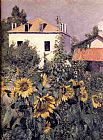Gustave Caillebotte Canvas Paintings - Sunflowers, Garden at Petit Gennevilliers